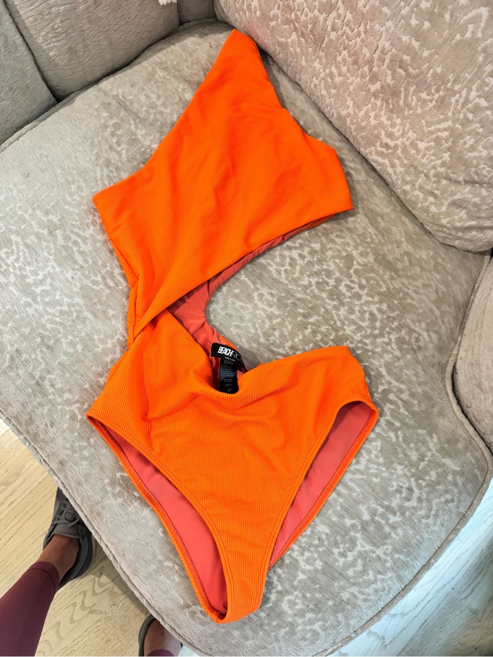 Beach Riot Orange One-Shoulder Cutout One-Piece Swimsuit